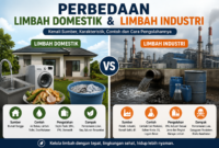 Perbedaan Limbah Domestik dan Limbah Industri Infografis perbedaan limbah domestik dan limbah industri beserta sumber, contoh, karakteristik, dampak, dan cara pengolahannya.
